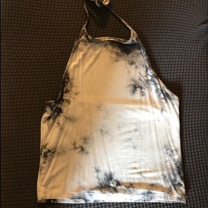 Black and White Tie Dye Halter Top Size M